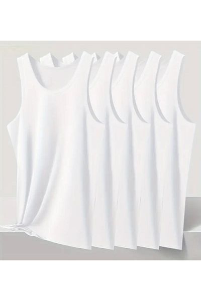 Özteks Tekstil Classic White 4-Piece Combed Cotton White Men's Undershirt