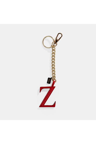 Desa Red Letter Z Leather Keychain