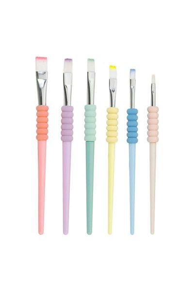 SyaMAG Set Pensule Pictura Little President, 6 Bucati, Varf Plat, Multicolor, Maner Lemn