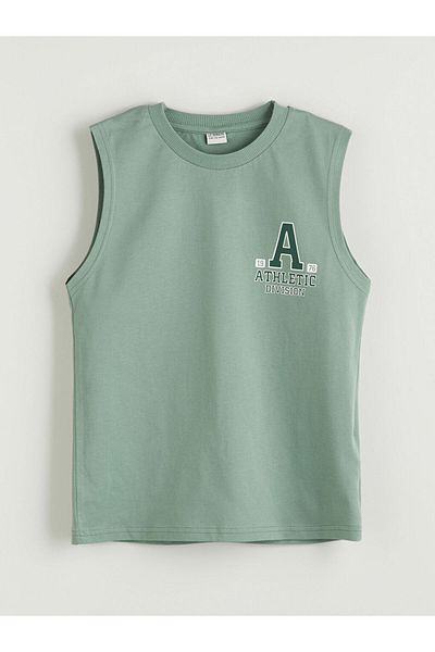 LC Waikiki Green Crew Neck Boys Tank Top and Shorts