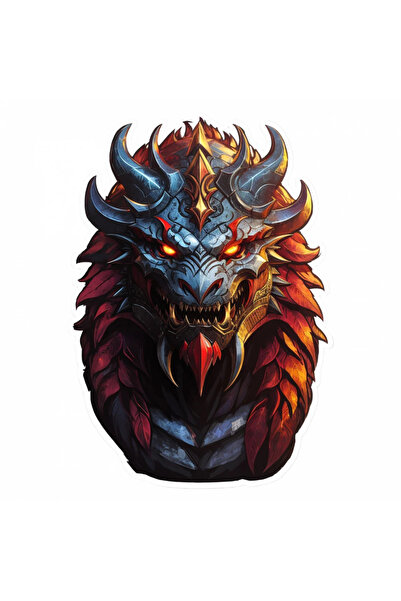 INOVATIX Set de 8 piese, autocolant Demon Malphas cu coarne și colți, INOVATIX®. 6 cm