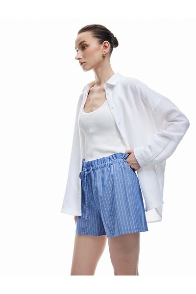 Koton Mini boxer cu șireturi în talie din amestec de viscoză sezon nou