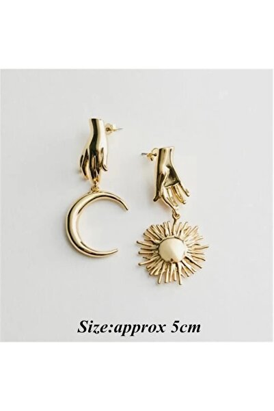 mos&more Gold Ay ve Güneş Hafif Kadın Küpe