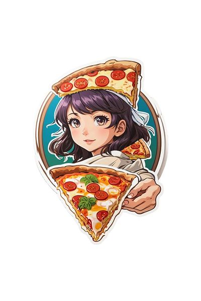 INOVATIX Set of 8, Pizza Girl Sticker, INOVATIX®. 6 cm