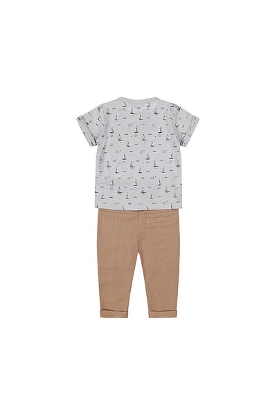 Dirkje Boys' Cotton T-Shirt & Comfy Pants Set - Light Blue - Brown | Boats