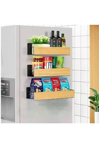 OEM Spice Racks, Magnetic Refrigerator Shelves, Set of 3 Magnetic Kitchen Organizers