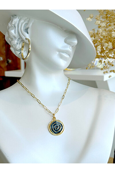 OLEN Kadın Siyah Spiral Formlu Çelik Ataç Zincir Kolye