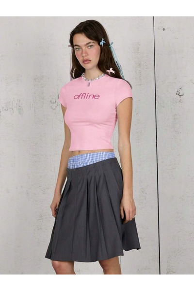 OVER HEAD Tricou Bayb cu imprimeu offline Y2K pentru femei