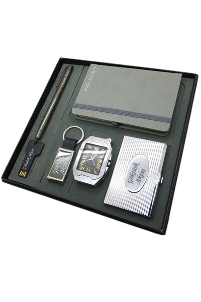 Signator ® Luna | İsme Özel Set - Saatli Çakmak + Not Defteri + Anahtarlık + ...