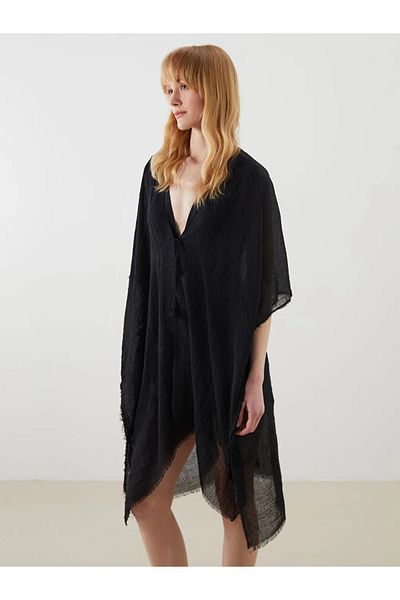 LC Waikiki Lcw Accessories Blue Shawl Collar Women's Kimono