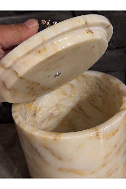 Polen Stone 🪨 Polen Stone Honey Marble Lid Trash - Waste Bucket