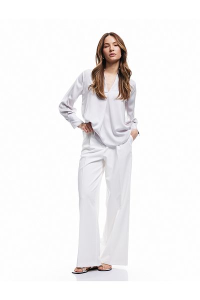 Koton New Season Peep Collar Long Sleeve Satin Blouse