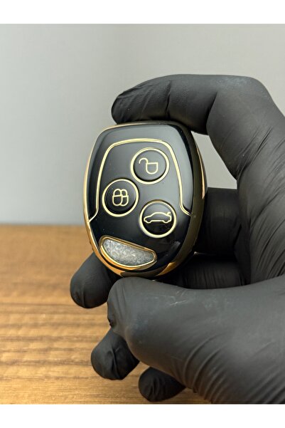 Luxe Aksesuarr Husă de protecție pentru chei din silicon cu 3 butoane compatibilă Ford Focus 2, Fiesta – acoperită cu nano – culoare neagră