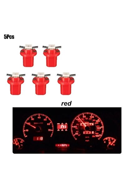 orco ( 5 X ADET ) 1 SET DUYLU DİPSİZ AMPUL T5 B8.5D MODEL LED 1.2W KIRMIZI (T5 B8.5D RED)