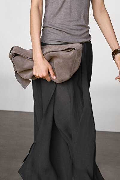 Massimo Dutti Fırfırlı uzun dökümlü etek