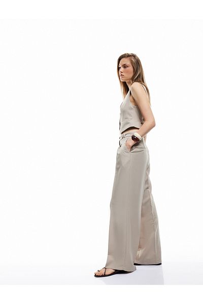 Koton New Season Modal Fabric Pleated High Waist Palazzo Trousers with Pockets