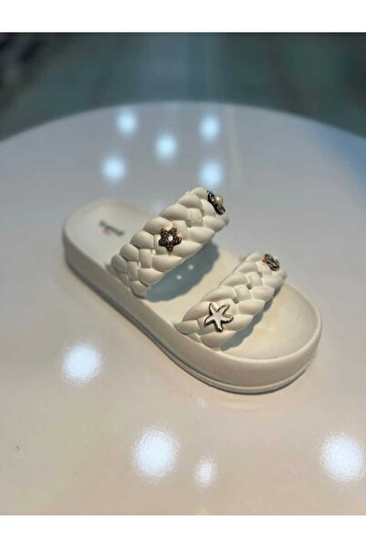 AkınalBella Double knit base sticker stone sea pool beach daily flocking bella children's slippers.