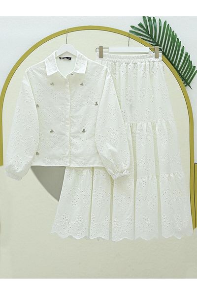 MACMODA Scalloped Detailed Skirt Set
