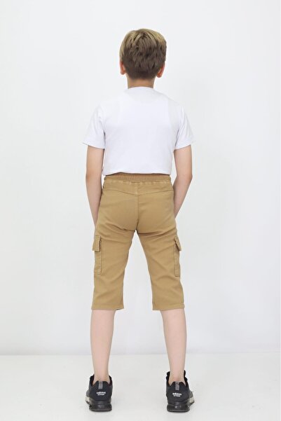 RAPİDO LİFE Erkek Çocuk Açık Mavi Kargo Cepli Modern Keten Kapri İp Detaylı Yazlık Günlük Kullanıma Uygun