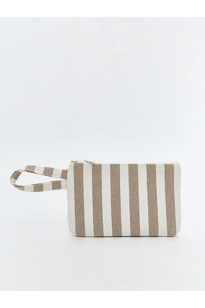 LC Waikiki Blue Striped Linen Portfolio Bag