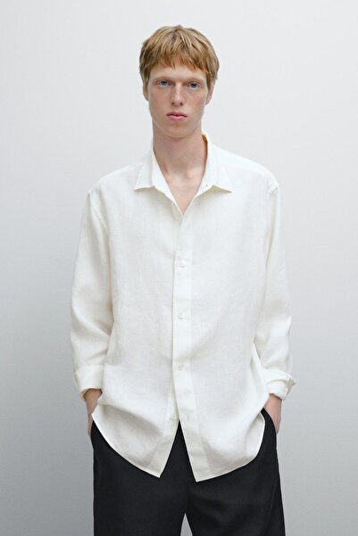 Massimo Dutti Geniş katlı yaka regular fit gömlek