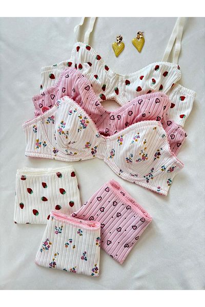 İNKO İÇ GİYİM Set de 3 sutien colorat din bumbac cu modele cu sârmă