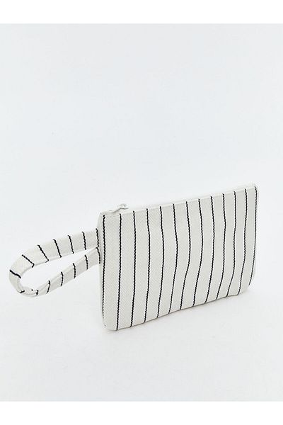 LC Waikiki Blue Striped Linen Portfolio Bag