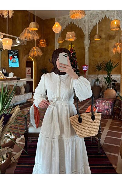 MACMODA Eteği fırfırlı Dantel Şerit Detaylı Elbise