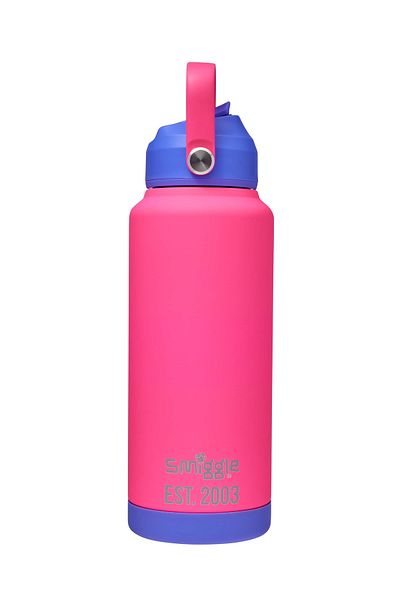 SMIGGLE Neon Squiggle Insulated Stainless Steel Drink Bottle 1L Bpa Free Double Girdle