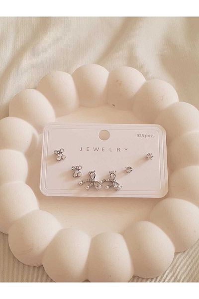 bijoux uniques Steel Ribbon Earring Set