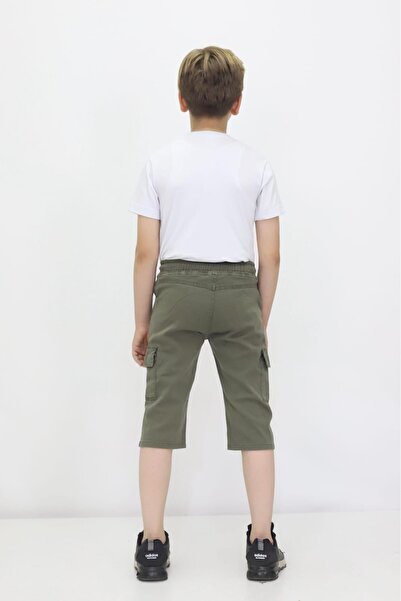 RAPİDO LİFE Erkek Çocuk Açık Mavi Kargo Cepli Modern Keten Kapri İp Detaylı Yazlık Günlük Kullanıma Uygun