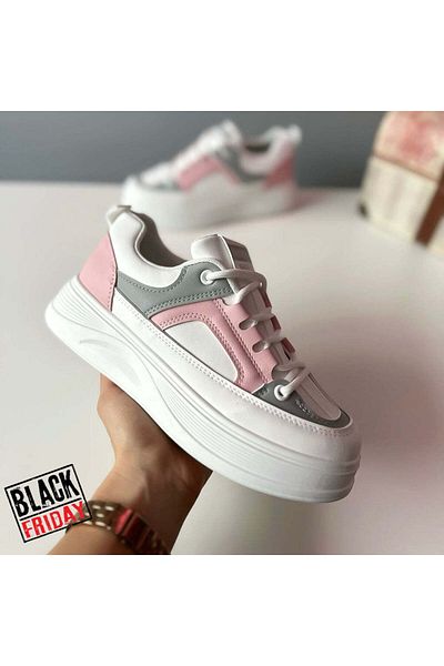 dehaine Adidasi pentru dama, fashion, din piele ecologica, CL2309, alb cu roz