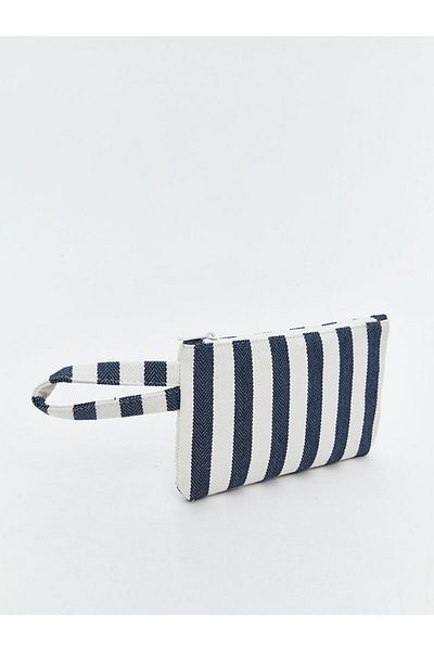 LC Waikiki Blue Striped Linen Portfolio Bag