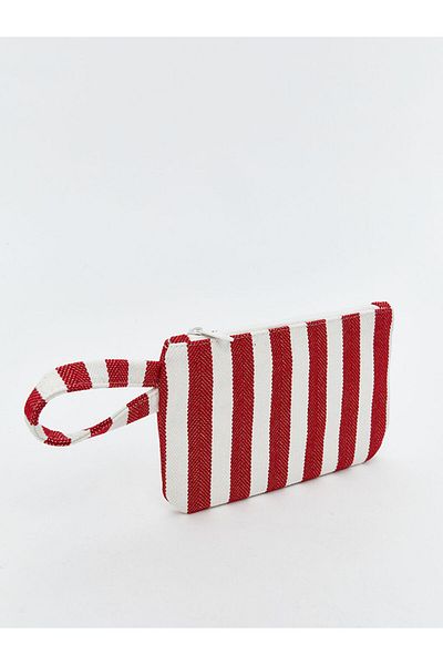 LC Waikiki Blue Striped Linen Portfolio Bag