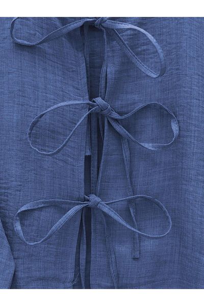 MACMODA Linen Suit with Lace-Up Front and Elastic Waist Skirt