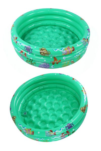 Joyful Box Round inflatable pool for children, Soft double base, 90 cm, Green