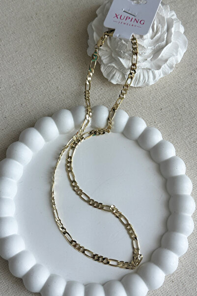 Modacaprea Xuping 14K Figaro Zincir Model Zincir Kolye | Kararmaz Kadın Takı Çelik Kolye