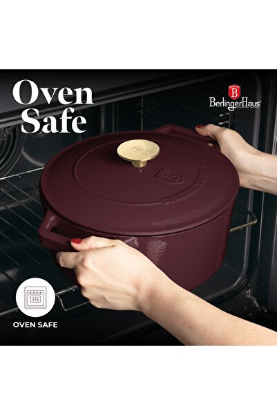 Berlinger Haus Enameled cast iron pot with lid 4.35L, 24 cm Leonardo Berlinger Haus BH 6542, burgundy