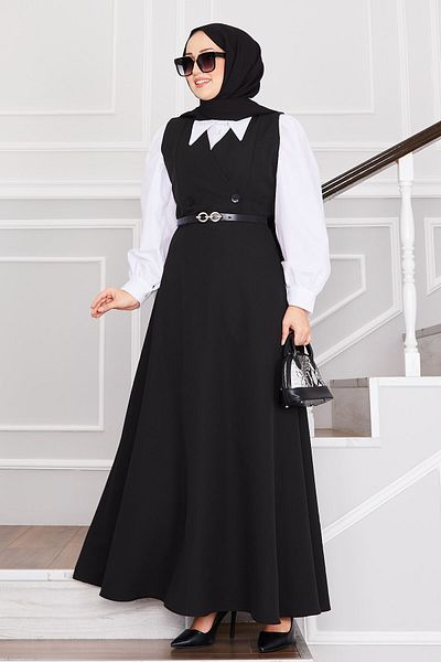 EBRUTESETTÜR Button Detailed Belted Hijab Gilet