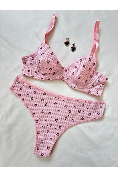 İNKO İÇ GİYİM Σετ σουτιέν με μοτίβο καρδιάς Underwire Cotton Camisole (ΣΥΝΤΑΓ...