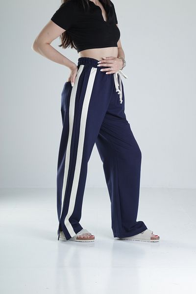 COCOPELLI Navy Blue Oversize Tracksuit with Side Stripe Detail