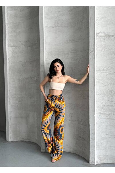 VOLT CLOTHİNG Women's Patterned Viscose Fabric Palazzo Trousers