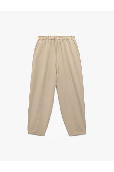 Koton New Season Modal Fabric Balloon Fit Trousers with Laced Waist and Pockets