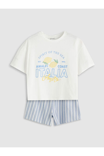 LC Waikiki تي شيرت وشورت بناتي مطبوع عليه Zero Roba Collar Italy من UZG STORE...