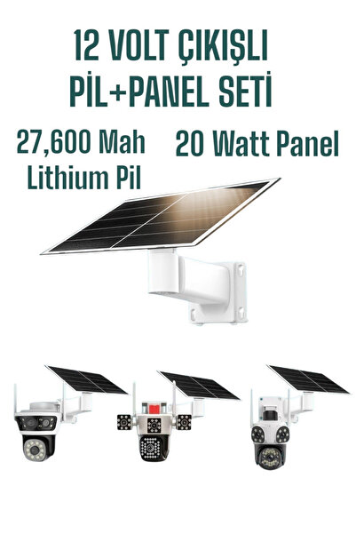 WİFİCAM Lityum Bataryalı Güneş Panel Seti 20 Watt Panel-27.600 Mah Batarya