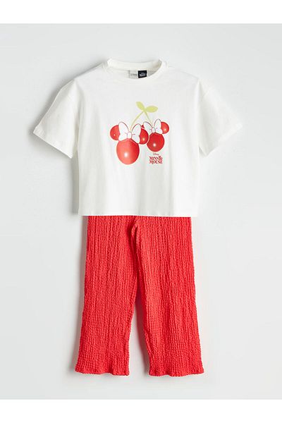 LC Waikiki Lcw Crew Neck Printed Girls' T-Shirt and Pants Fast Fashion