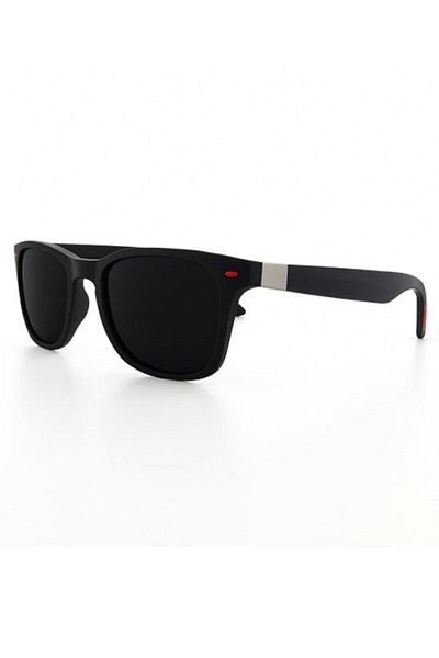 CHANCE GİFT Men's Sunglasses Popular Model Black Uv400 Protection Sunglasses with Red Pin Aluminum Detail
