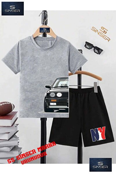 SS SİNSER Tricou cu gât rotund cu imprimeu special pentru copii „CAR BLACK HA...