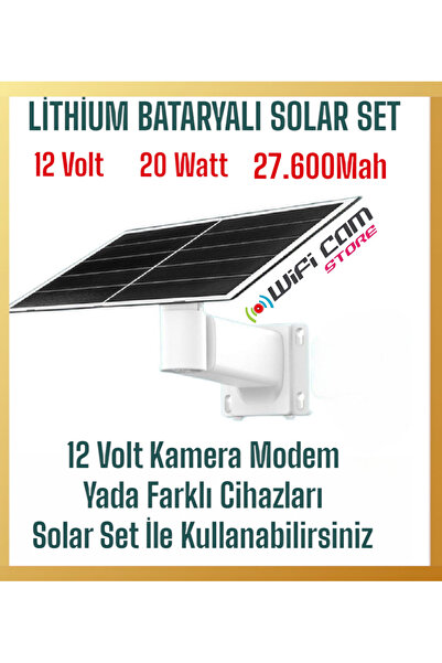 WİFİCAM Lityum Bataryalı Güneş Panel Seti 20 Watt Panel-27.600 Mah Batarya