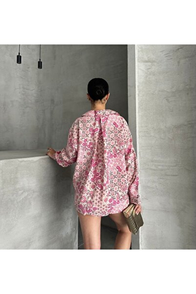 İLKCET MODA Vintage γυναικείο πουκάμισο με μοτίβο λουλουδιών